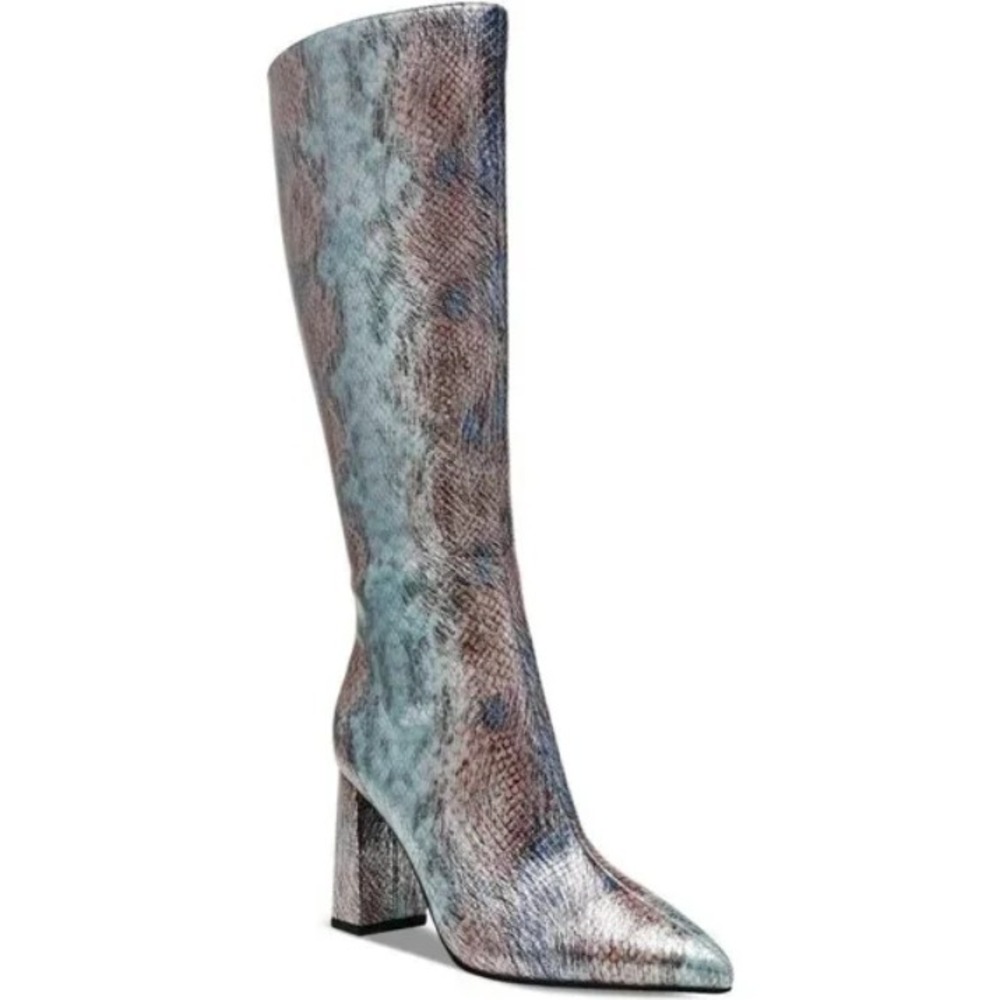 Wild Pair Women Shoes 6M Wide Islah High Block Heel Dress Boots Multi Snake